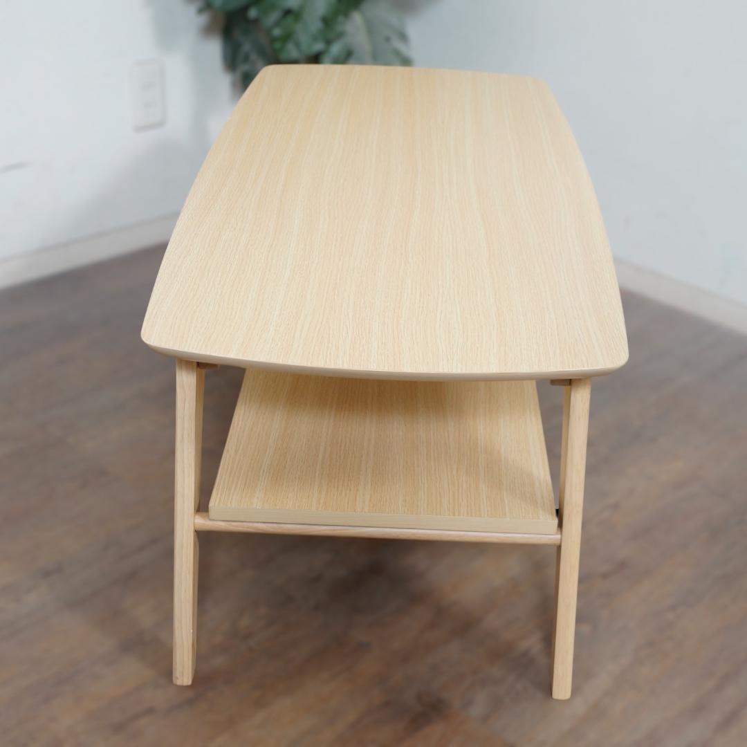 【新品】木目調テーブル　引出し付き　棚付き　スタイリッシュ　アウトレット