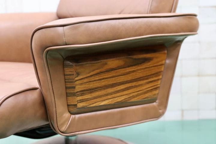 GMFK156○IDC大塚家具 KEN OKUYAMA 総革 リクライニングチェ