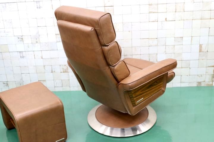 GMFK156○IDC大塚家具 KEN OKUYAMA 総革 リクライニングチェ