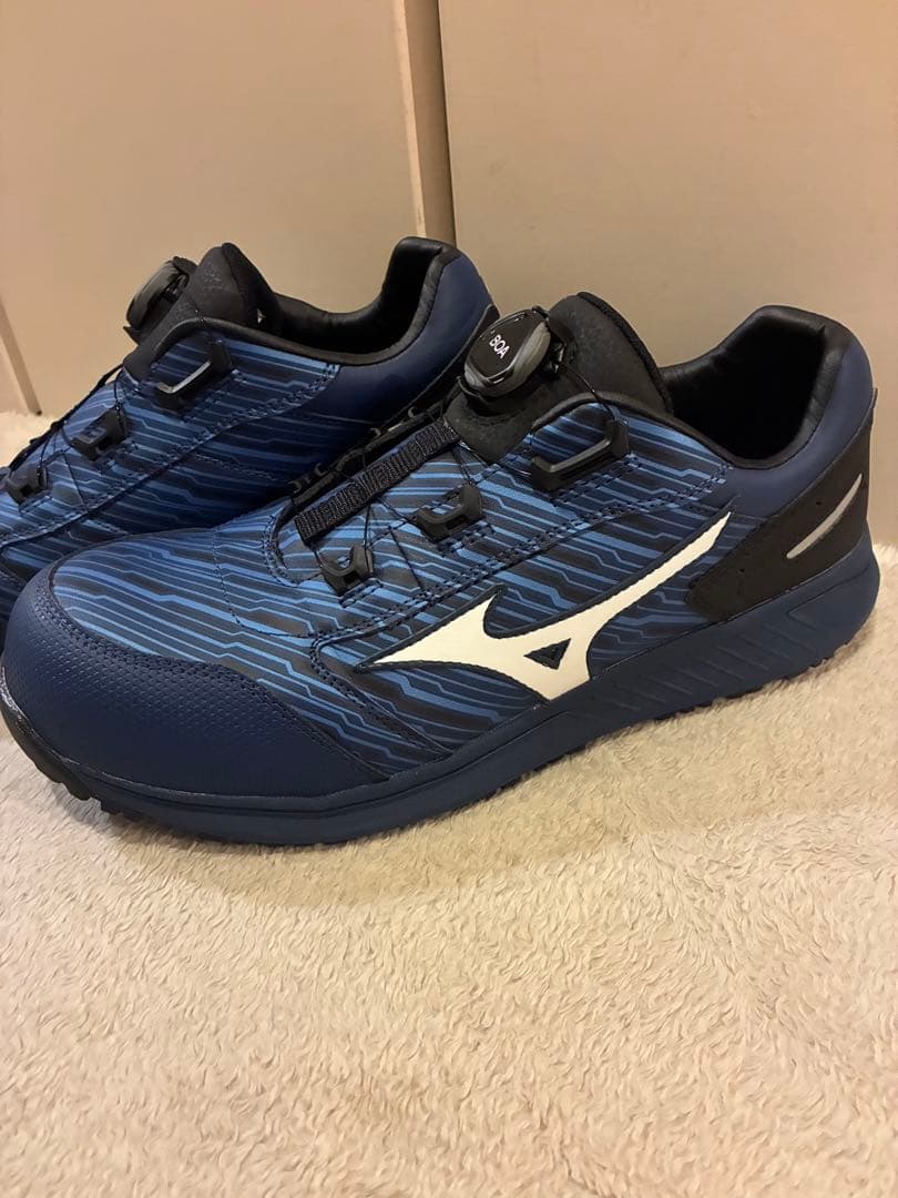 美品MIZUNO オールマイティ セーフティーシューズ 安全靴 ネイビー27.5