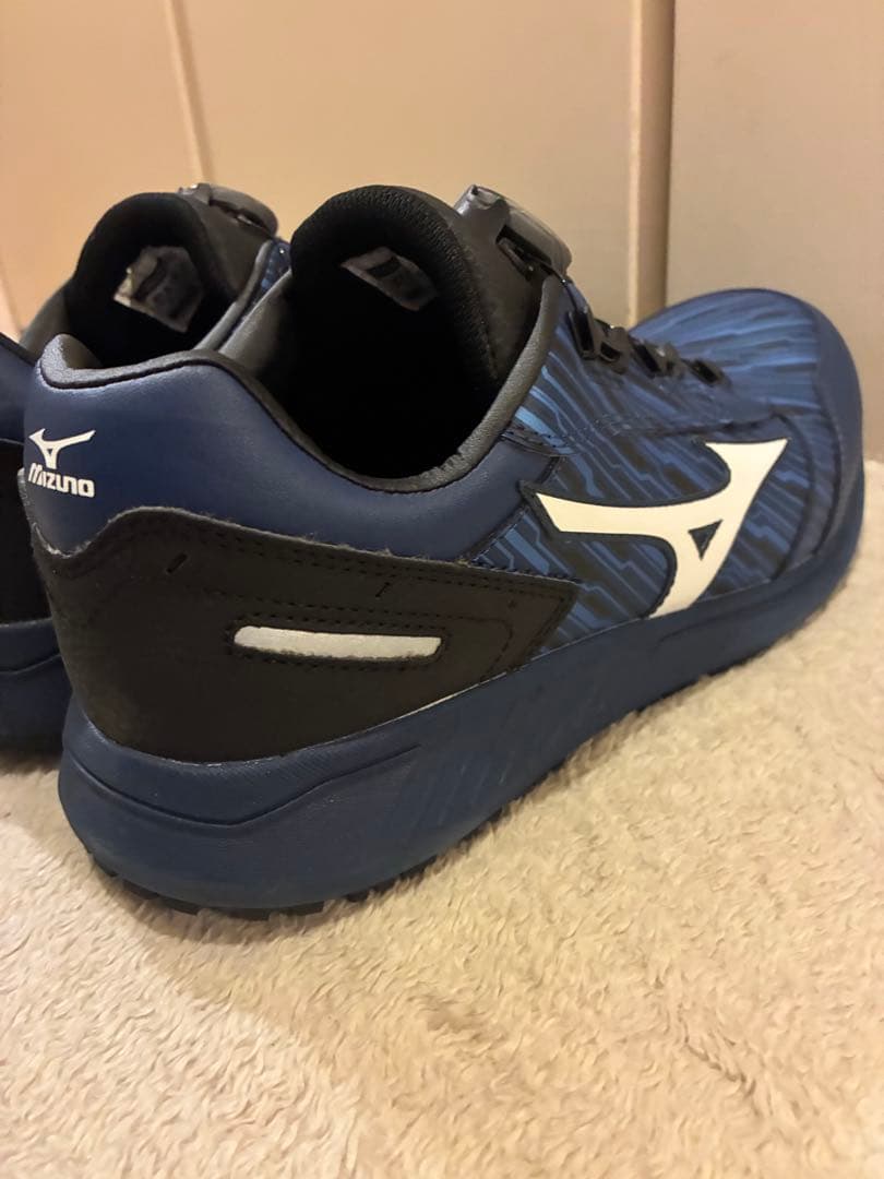 美品MIZUNO オールマイティ セーフティーシューズ 安全靴 ネイビー27.5