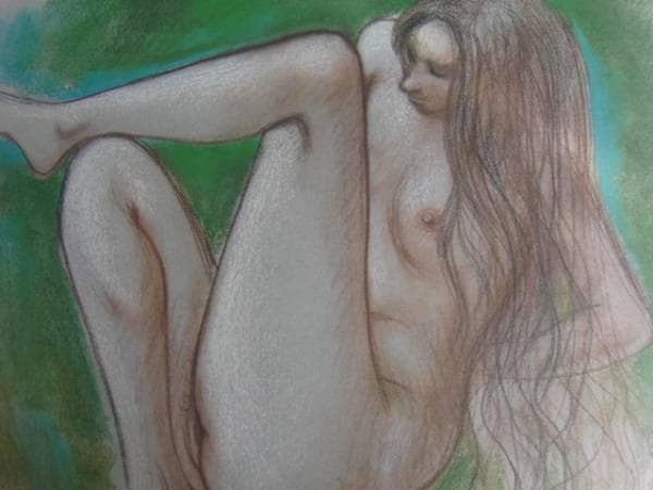 古沢　岩美、長い髪、希少な額装用画集より、新品額装付、状態良好