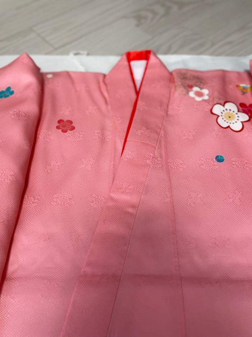 七五三 着物セット 赤とピンク 花柄　正絹