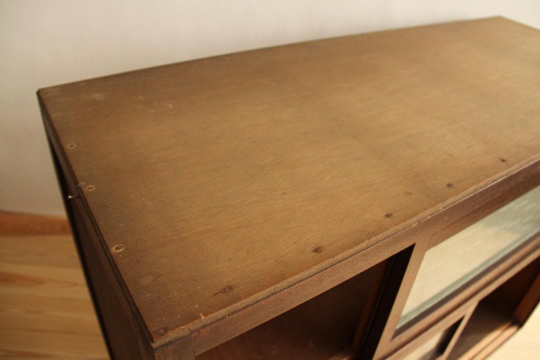 棚　木製　ガラス戸　古家具　古道具　アンティーク