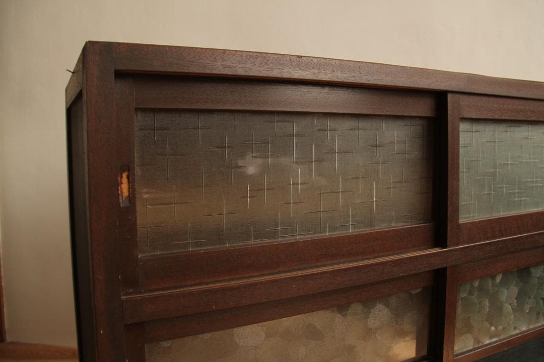 棚　木製　ガラス戸　古家具　古道具　アンティーク