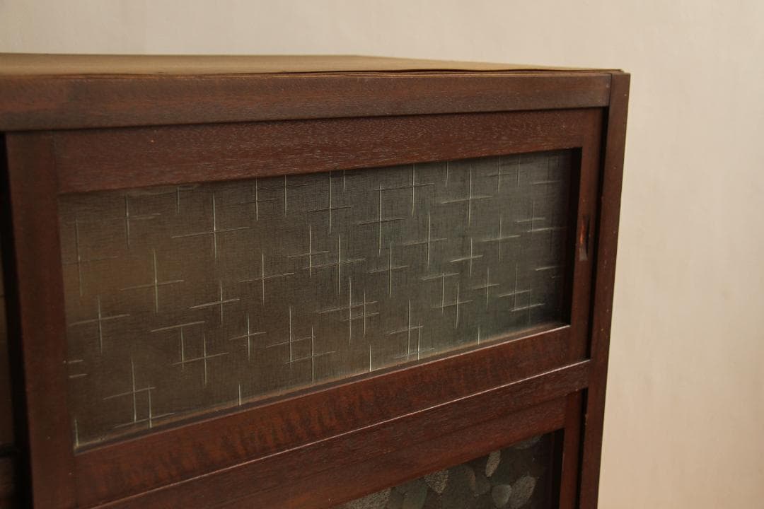 棚　木製　ガラス戸　古家具　古道具　アンティーク