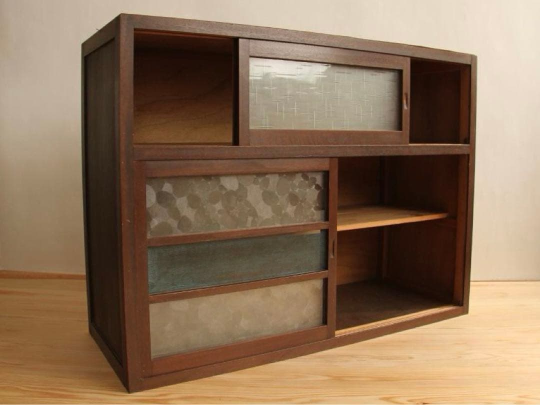 棚　木製　ガラス戸　古家具　古道具　アンティーク