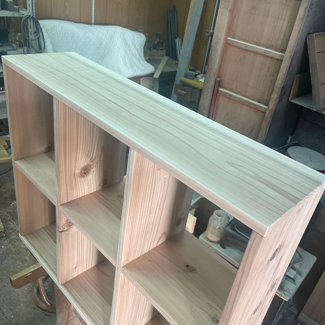 オープンシェルフ　3×2 杉材　無垢　一枚板　本棚　ハンドメイド