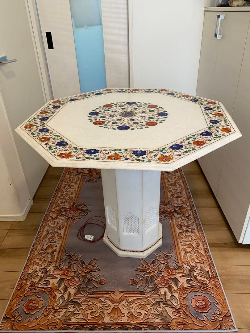 希少レアインド タージマハール・アグラ地方 直輸入 大理石テーブル