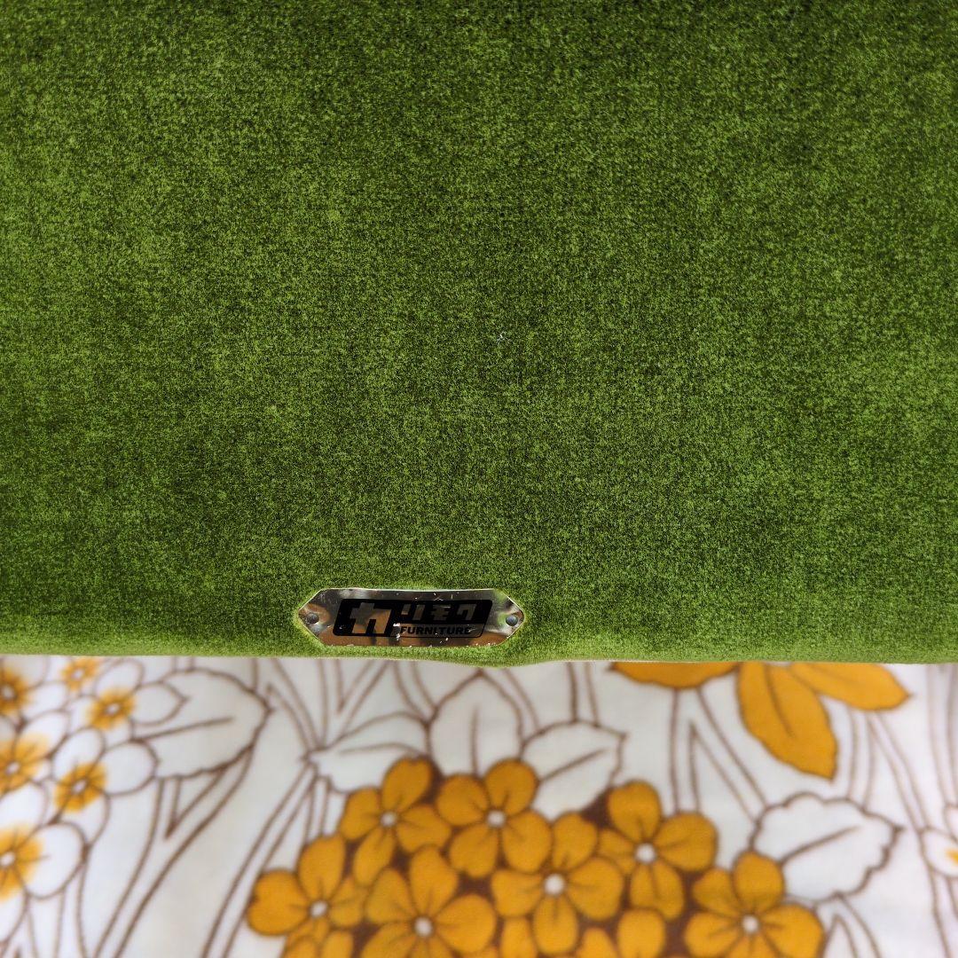 昭和レトロ オールド カリモク グリーン モケット 1人掛け ソファ②ベルベット