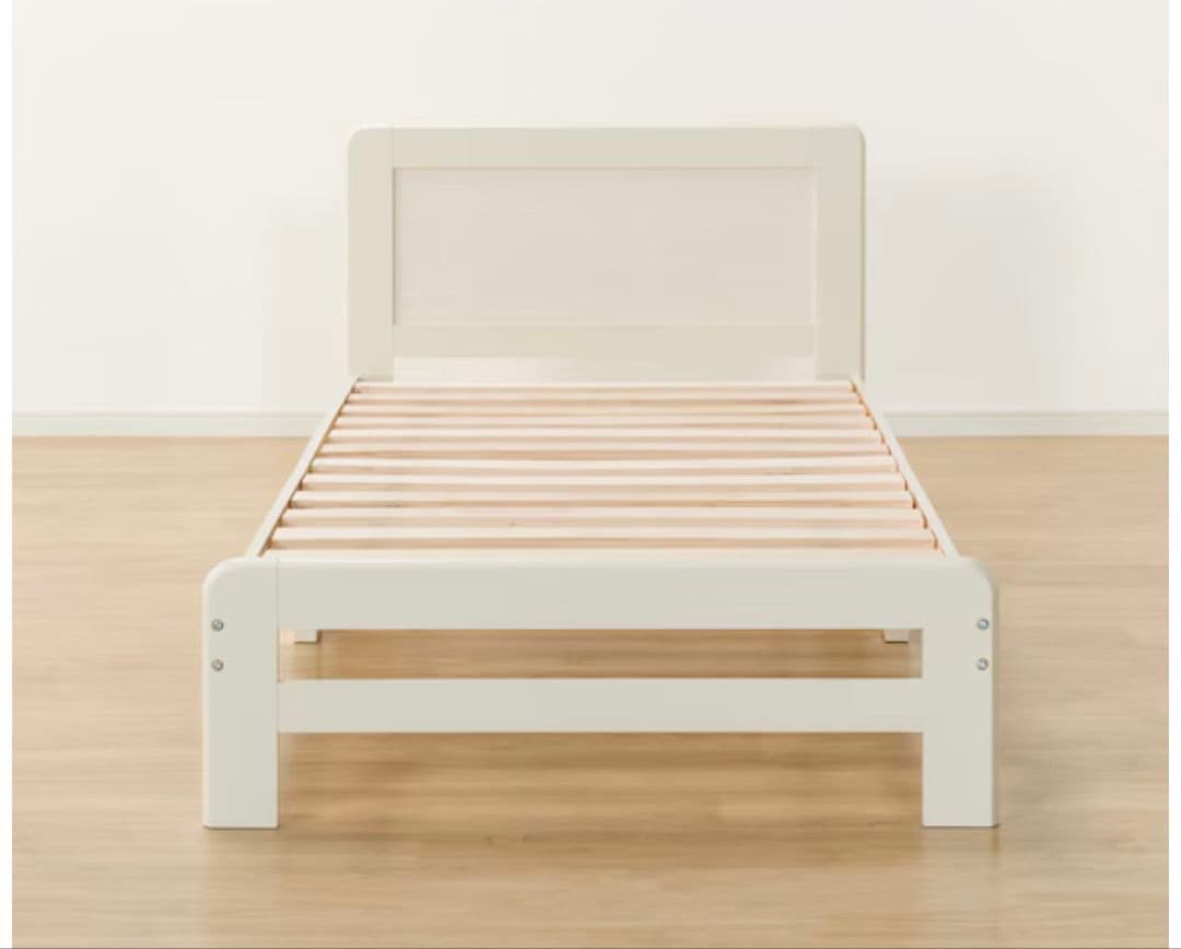 【現地引取OK】新品 ホワイト木製すのこシングルベッド フレーム