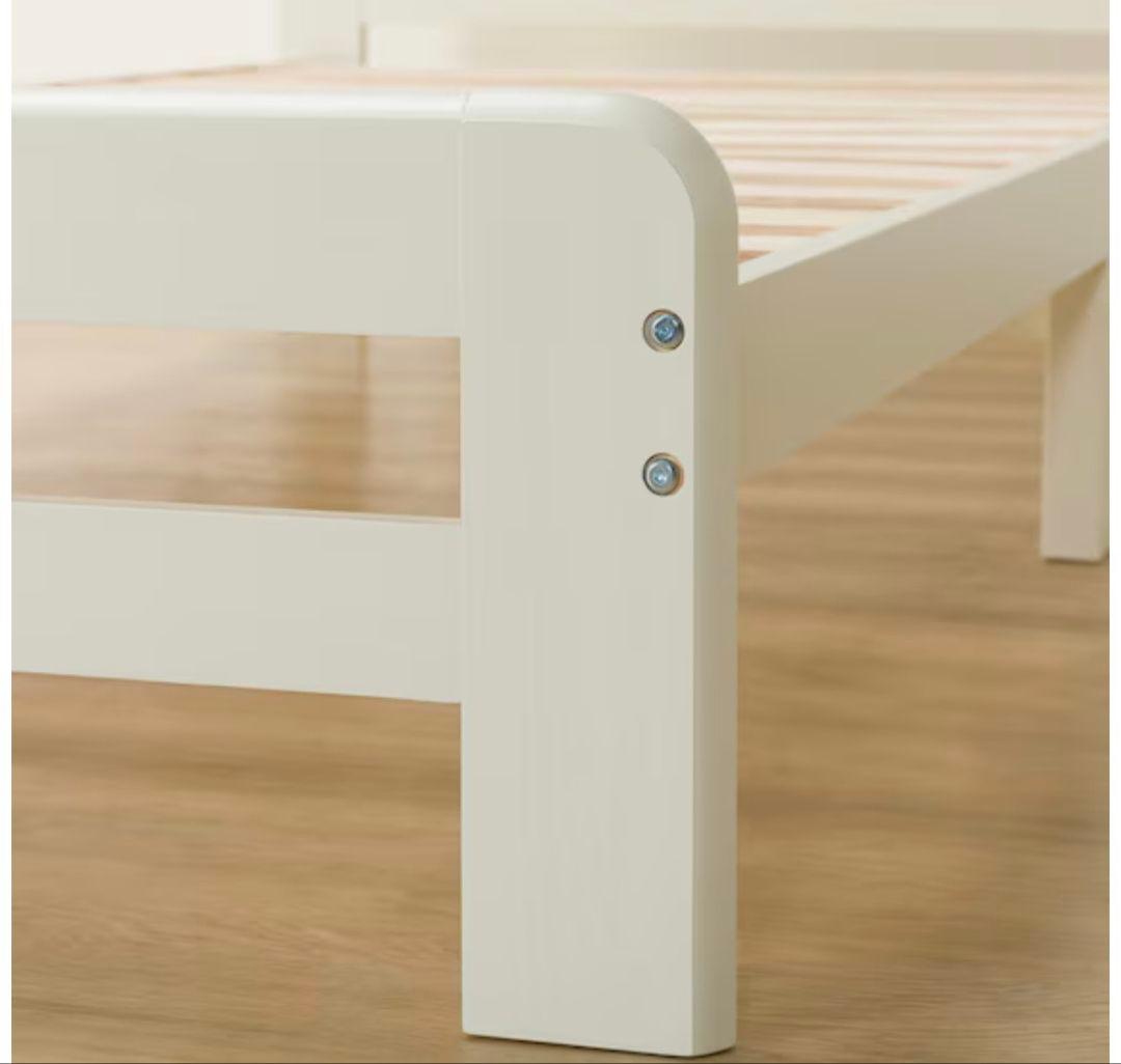 【現地引取OK】新品 ホワイト木製すのこシングルベッド フレーム