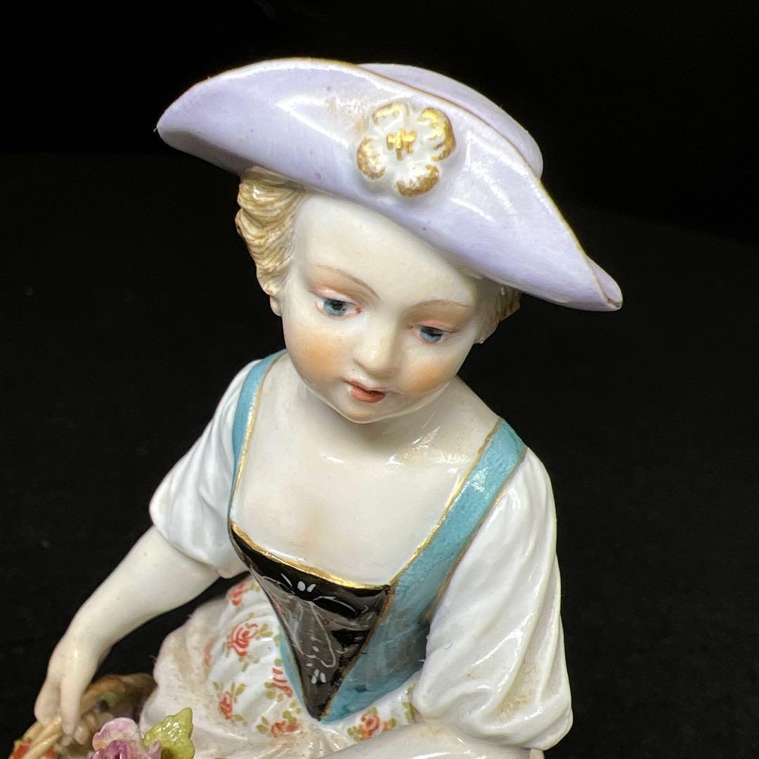 マイセン　羊と女の子　フィギュリン　共箱　高さ約13㎝　東Y8-0130☆1F