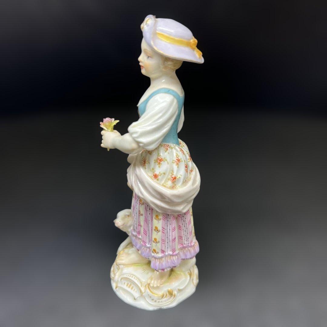 マイセン　羊と女の子　フィギュリン　共箱　高さ約13㎝　東Y8-0130☆1F