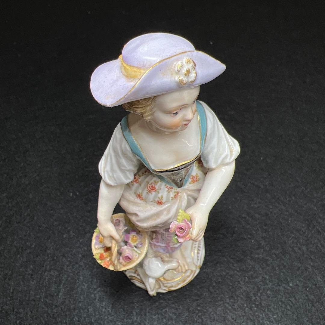 マイセン　羊と女の子　フィギュリン　共箱　高さ約13㎝　東Y8-0130☆1F