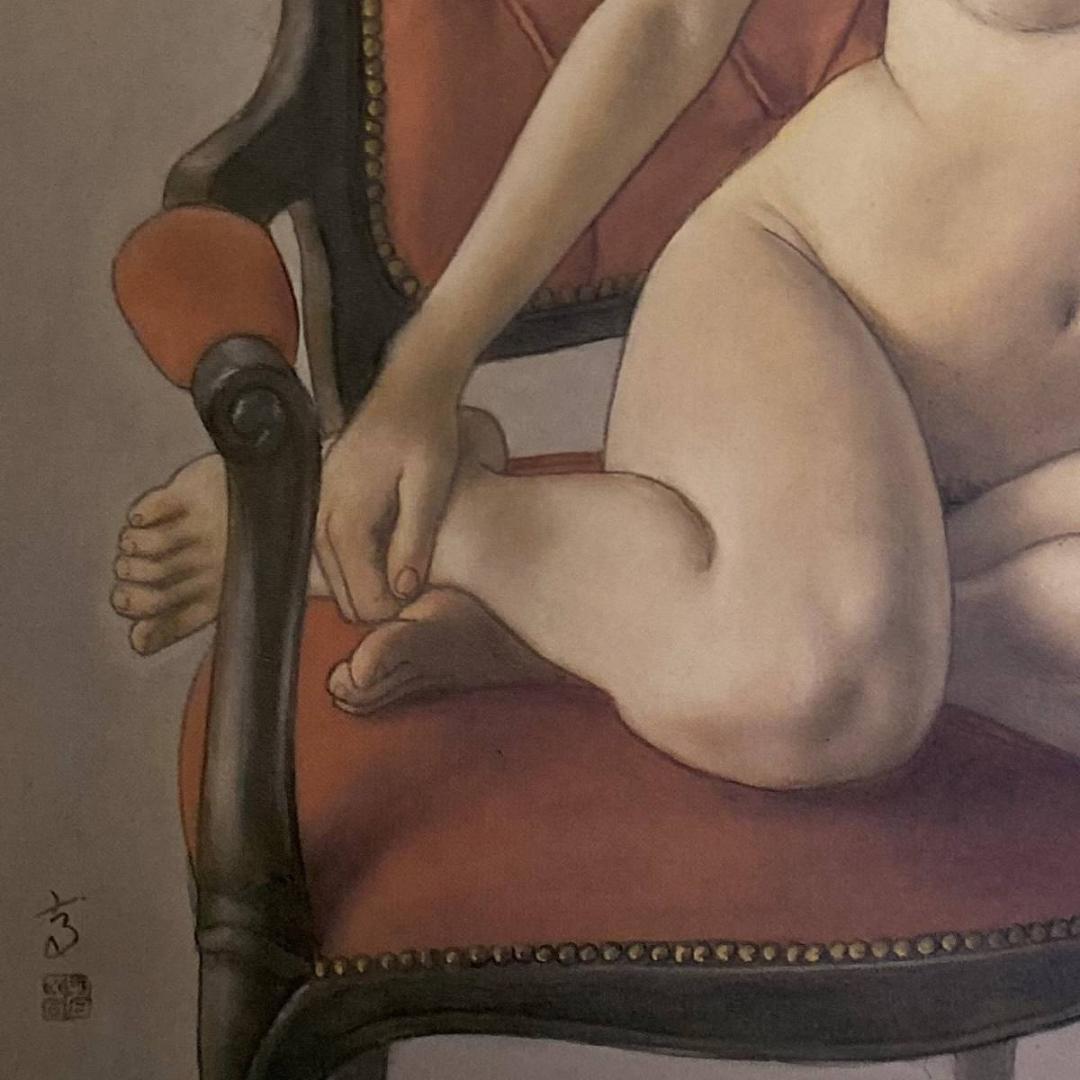 高塚省吾、【イタリアン・チェア】、希少な額装用画集画、新品高級額 額装付