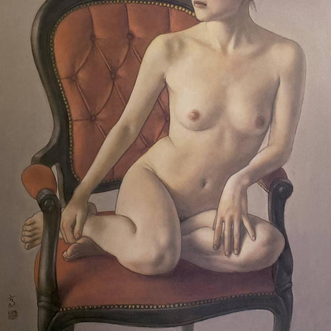 高塚省吾、【イタリアン・チェア】、希少な額装用画集画、新品高級額 額装付