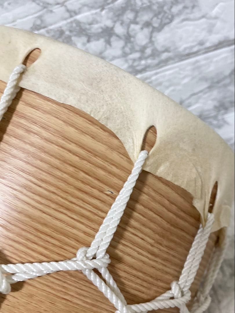 【高級】 桶胴太鼓 桶太鼓 手持ち 紐締め バチ2本 和太鼓 21.3cm ②