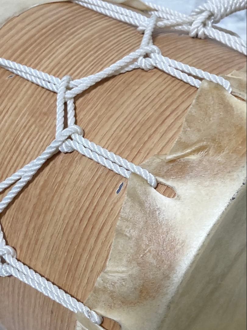 【高級】 桶胴太鼓 桶太鼓 手持ち 紐締め バチ2本 和太鼓 21.3cm ②