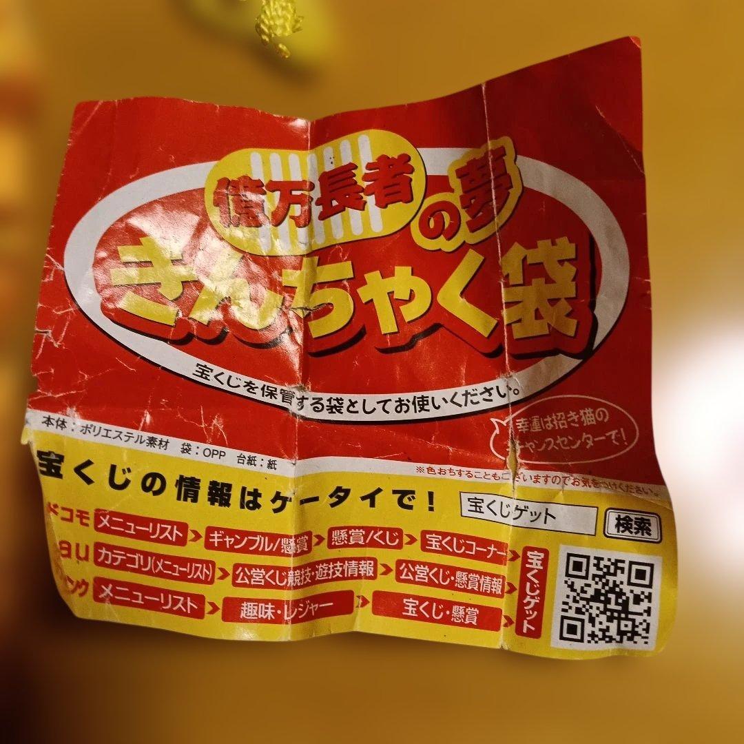 初めて宝くじで億萬長者になった時の巾着袋です