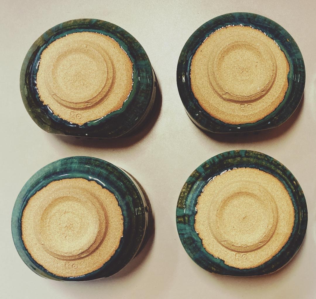 【値下げ】【未使用5客】 熊谷保興 上野焼 緑釉 向付