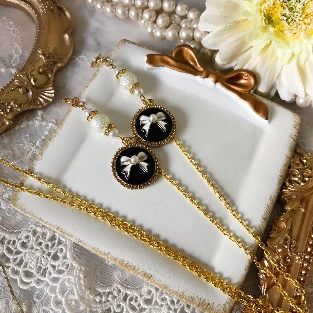 ♪571❤️ リボン　りぼん　パール　ロンデル　マスクチェーン　メガネチェーン