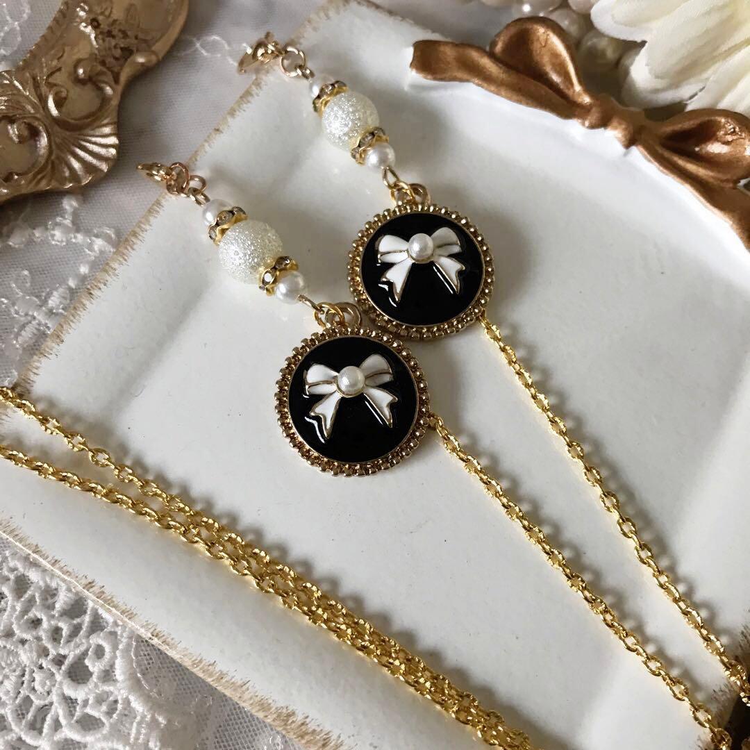 ♪571❤️ リボン　りぼん　パール　ロンデル　マスクチェーン　メガネチェーン