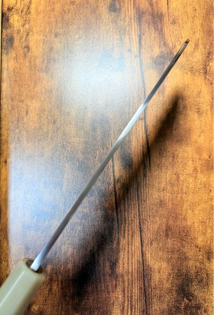 白木作　薄刃 鎌型　水本焼　青鋼　包丁　鏡面　7.5寸　片刃　黒檀両白水牛八角柄