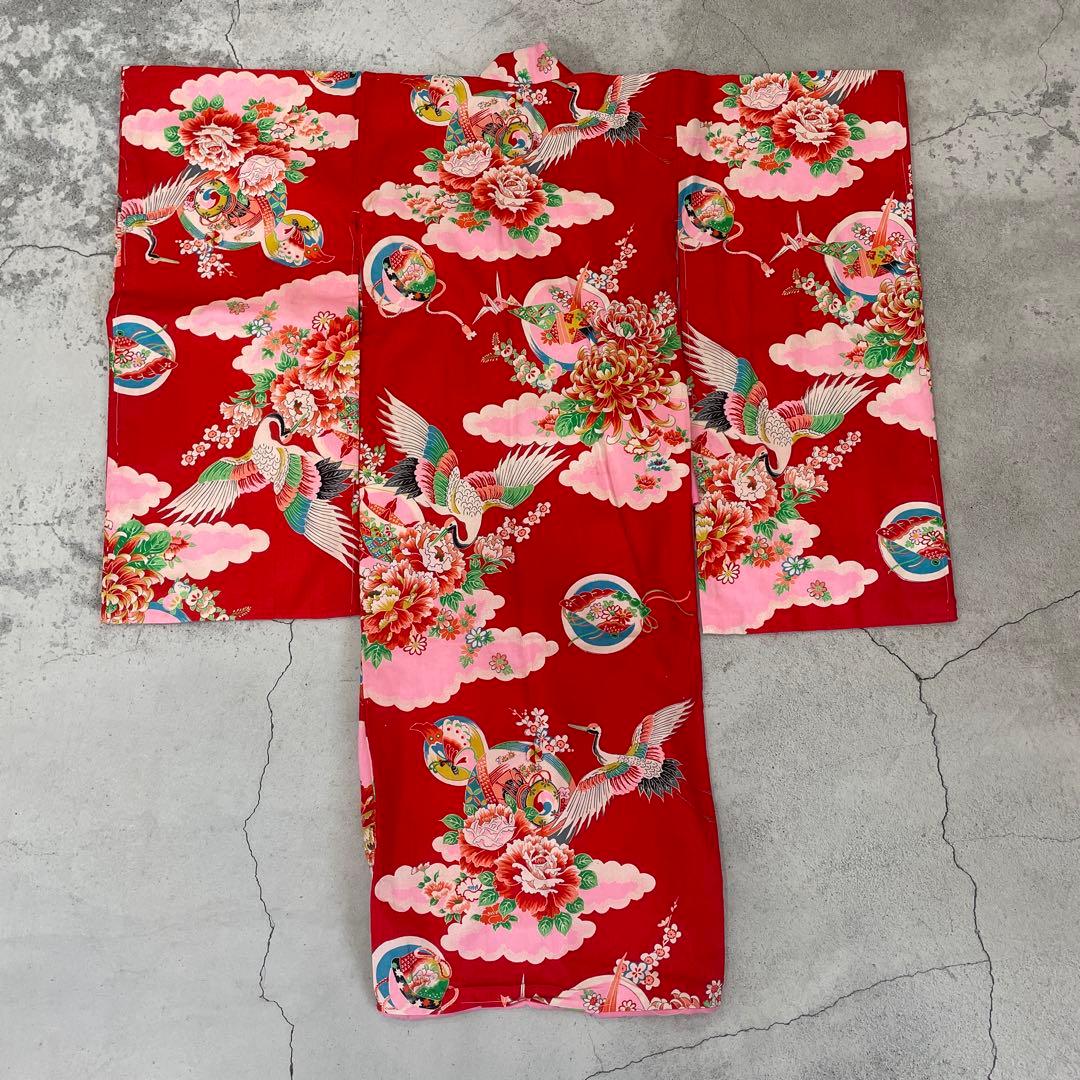 七五三　3歳女の子　アンティーク着物【K3-08】