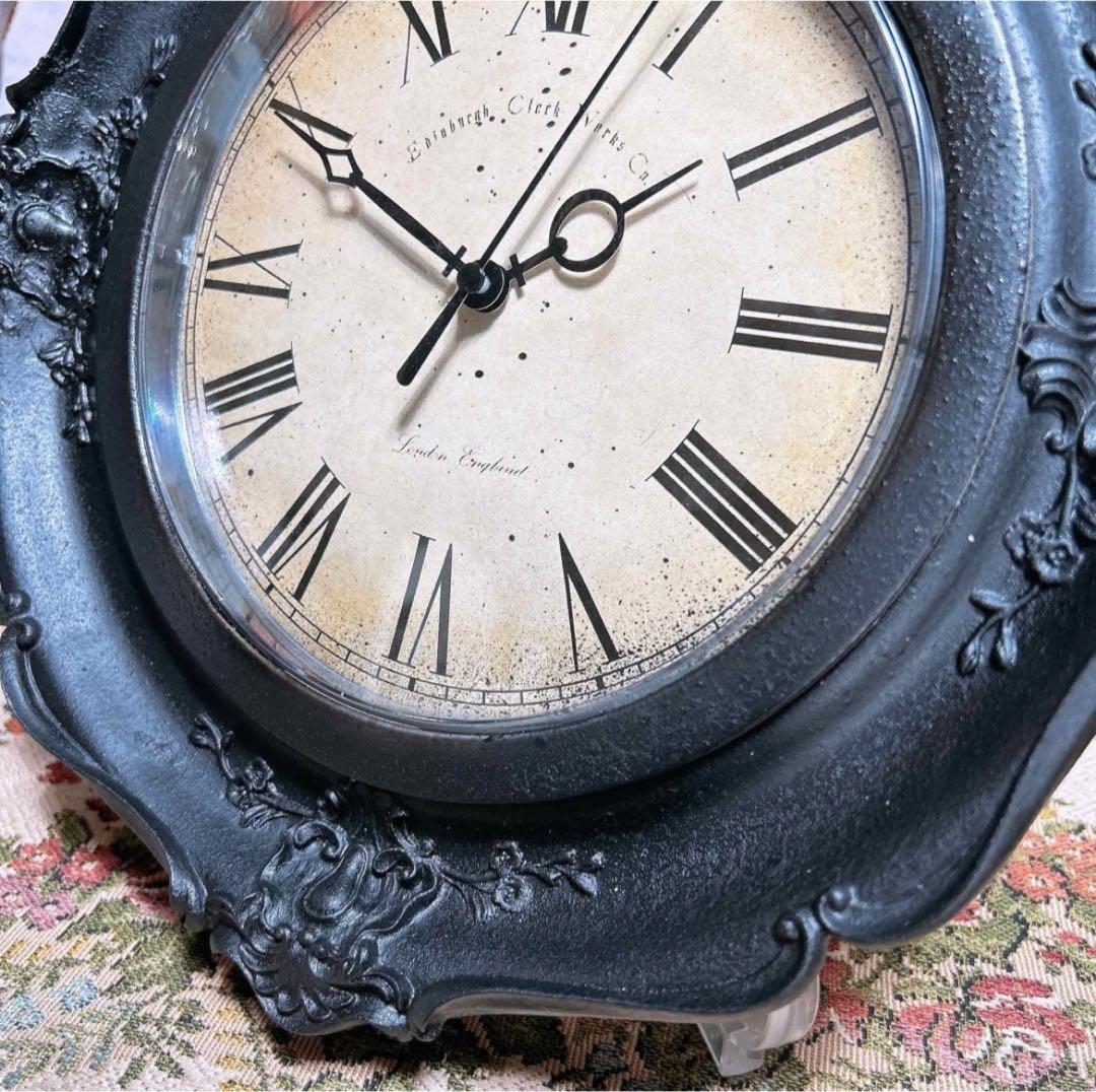 アンティーク雑貨 ロココ調 ウォールクロック（ブラック②） 壁掛け時計