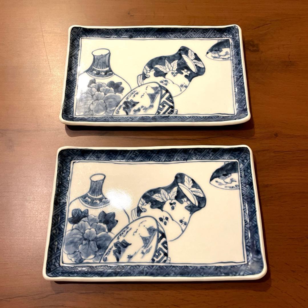 有田焼　割烹皿　楓の葉形状の皿 2色セット