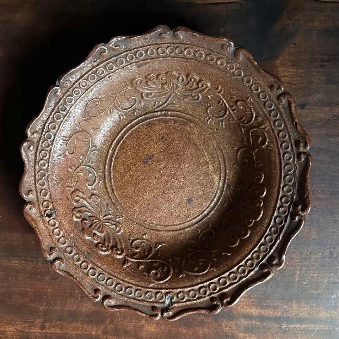 初代加藤善治 花形平鉢 「七十九翁 早梅亭造之」銘 加藤善治 平鉢 早梅亭