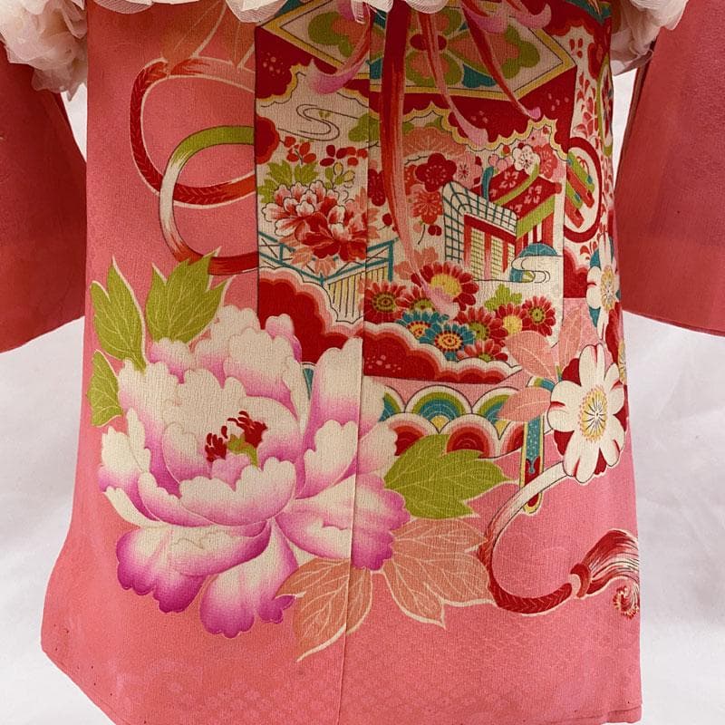 505ag78◎七五三 三歳 女の子 アンティーク着物&被布&長襦袢 糸巻◎