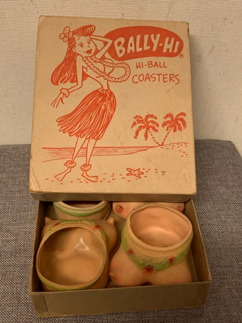 1950s ヴィンテージ　ヌード　オッパイ　コースター　ラバー　ピンナップガール