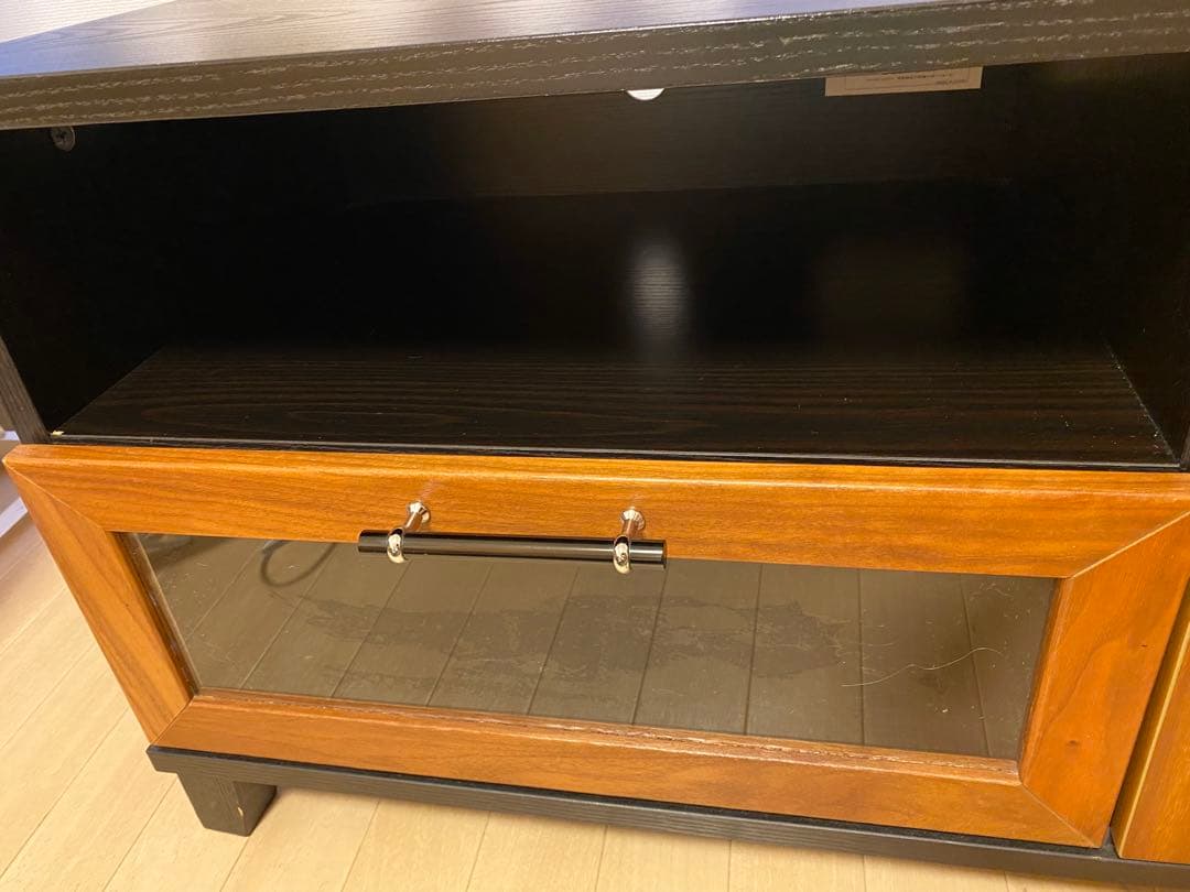 木製テレビ台 ガラス扉付き