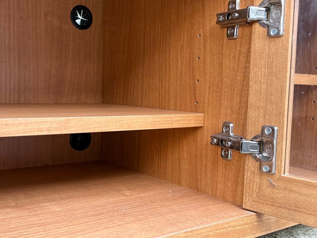 ローボード テレビボード リビングボード ガラス扉 ナチュラル キャスター付