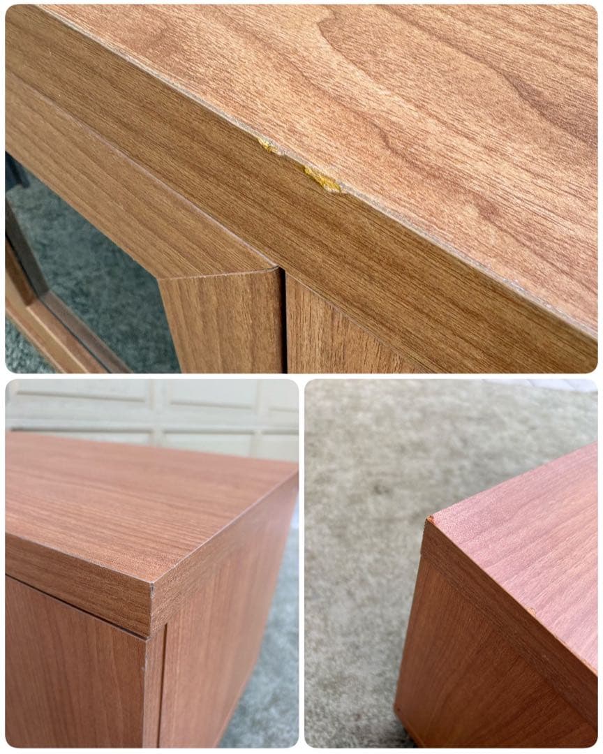 ローボード テレビボード リビングボード ガラス扉 ナチュラル キャスター付