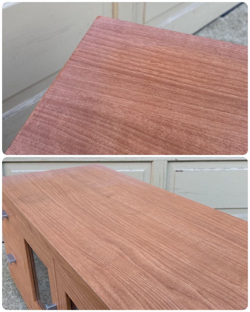 ローボード テレビボード リビングボード ガラス扉 ナチュラル キャスター付