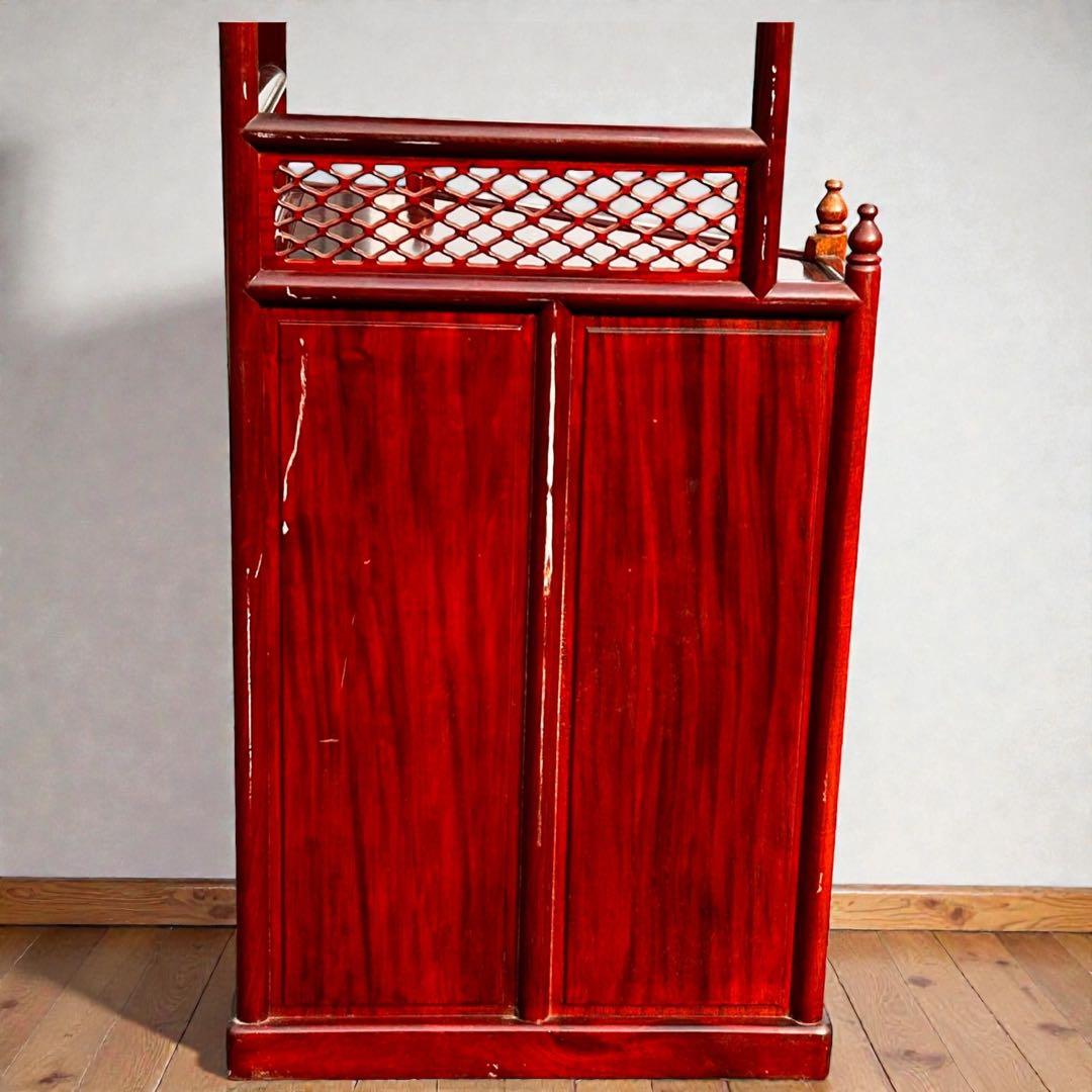 稀少✨送料無料✨唐木家具 無垢材 コーナーラック 飾り棚 中国家具 彫刻棚 収納