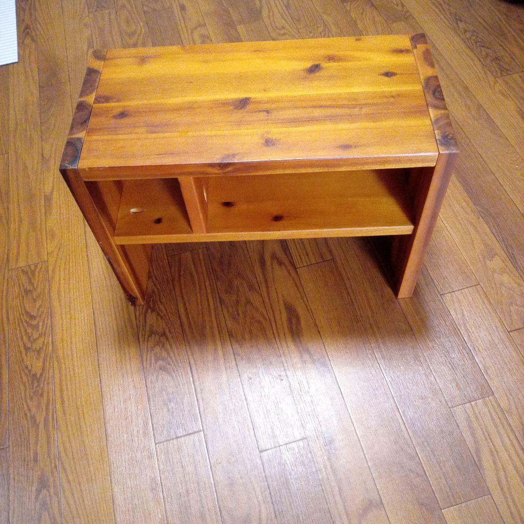 サイドテーブル 中棚付き 天然木製 シンプル