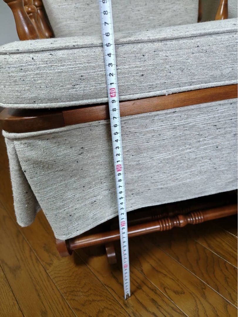 【最終価格！美品】アンティークロッキングチェア＆オットマン　ファブリック張替済