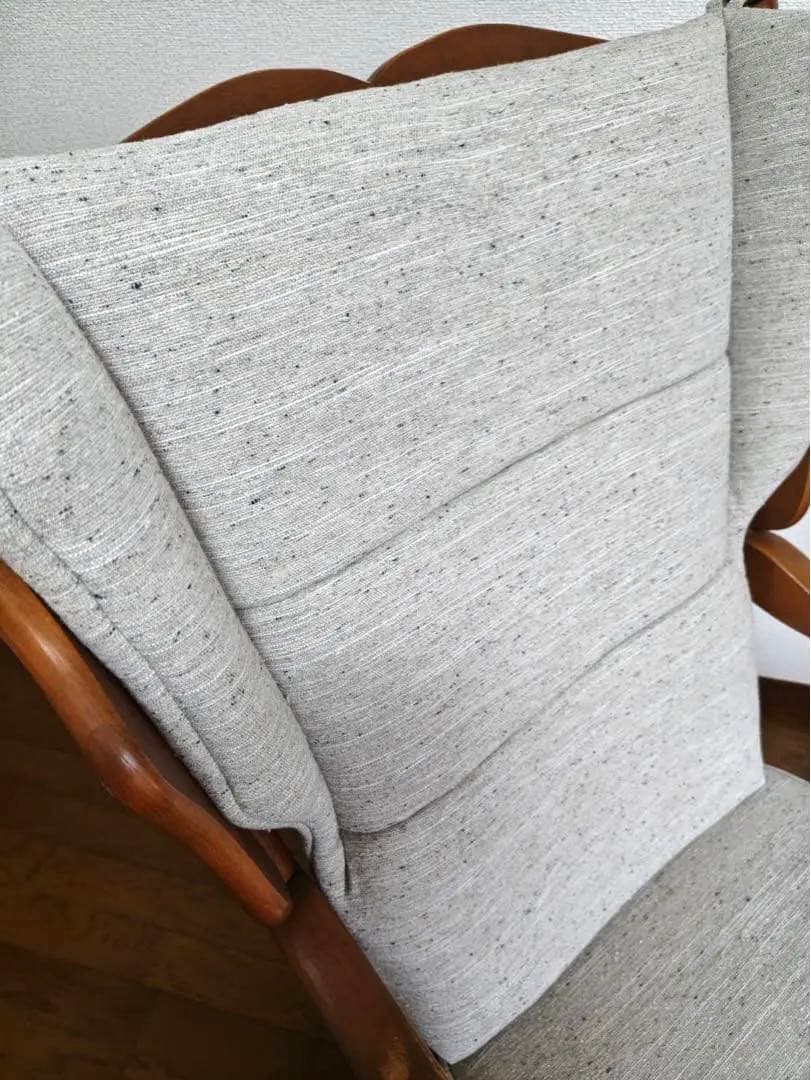 【最終価格！美品】アンティークロッキングチェア＆オットマン　ファブリック張替済