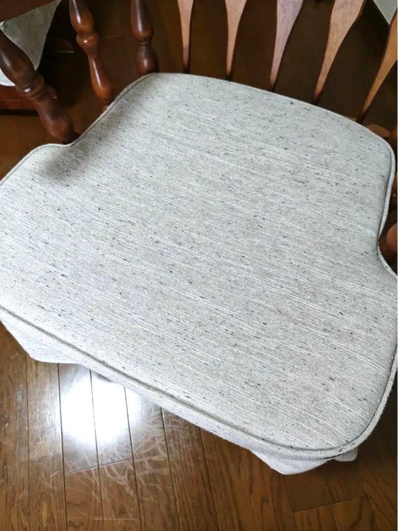 【最終価格！美品】アンティークロッキングチェア＆オットマン　ファブリック張替済