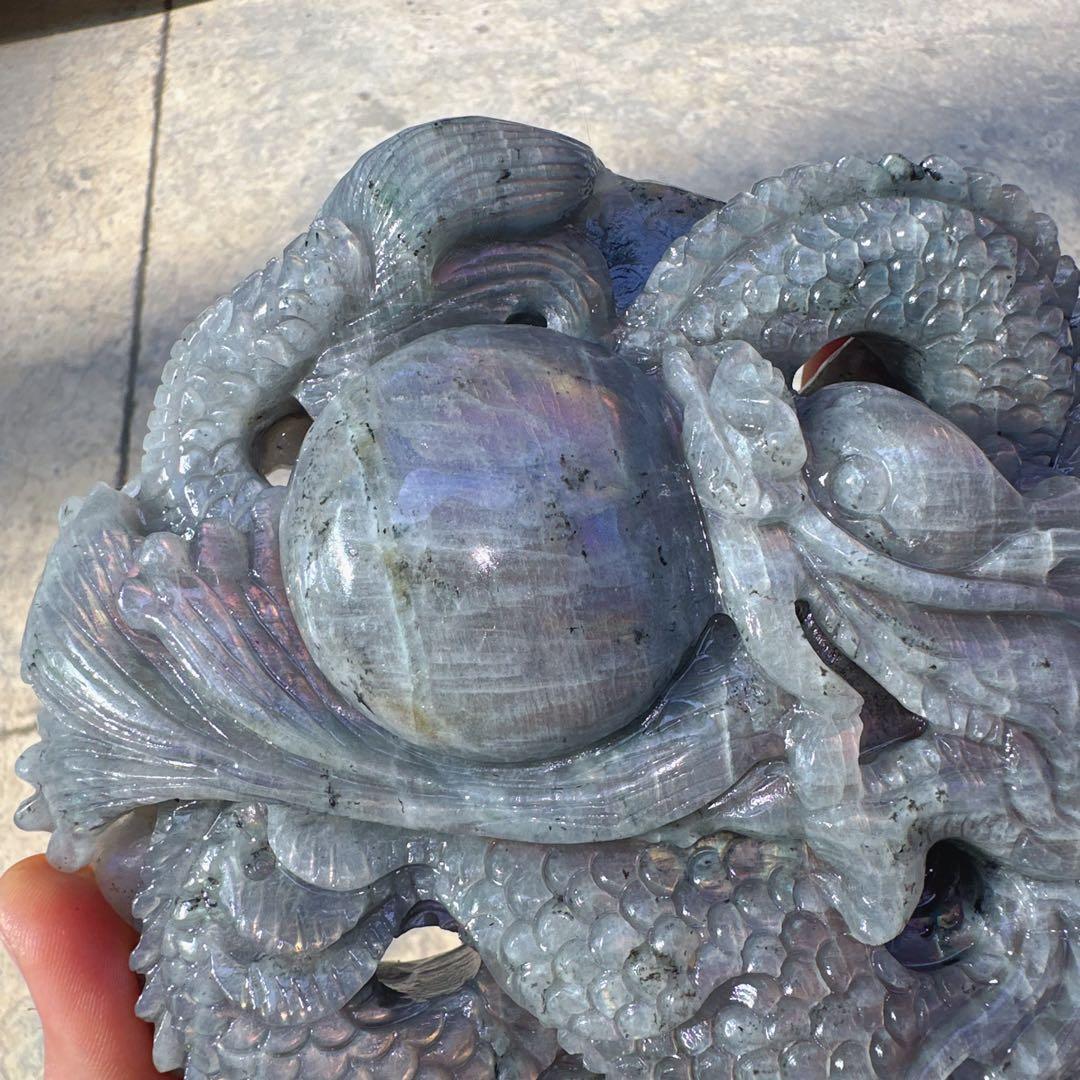 天然石ラブラドライトの龍　置物　ご購入前に在庫確認必要G.150