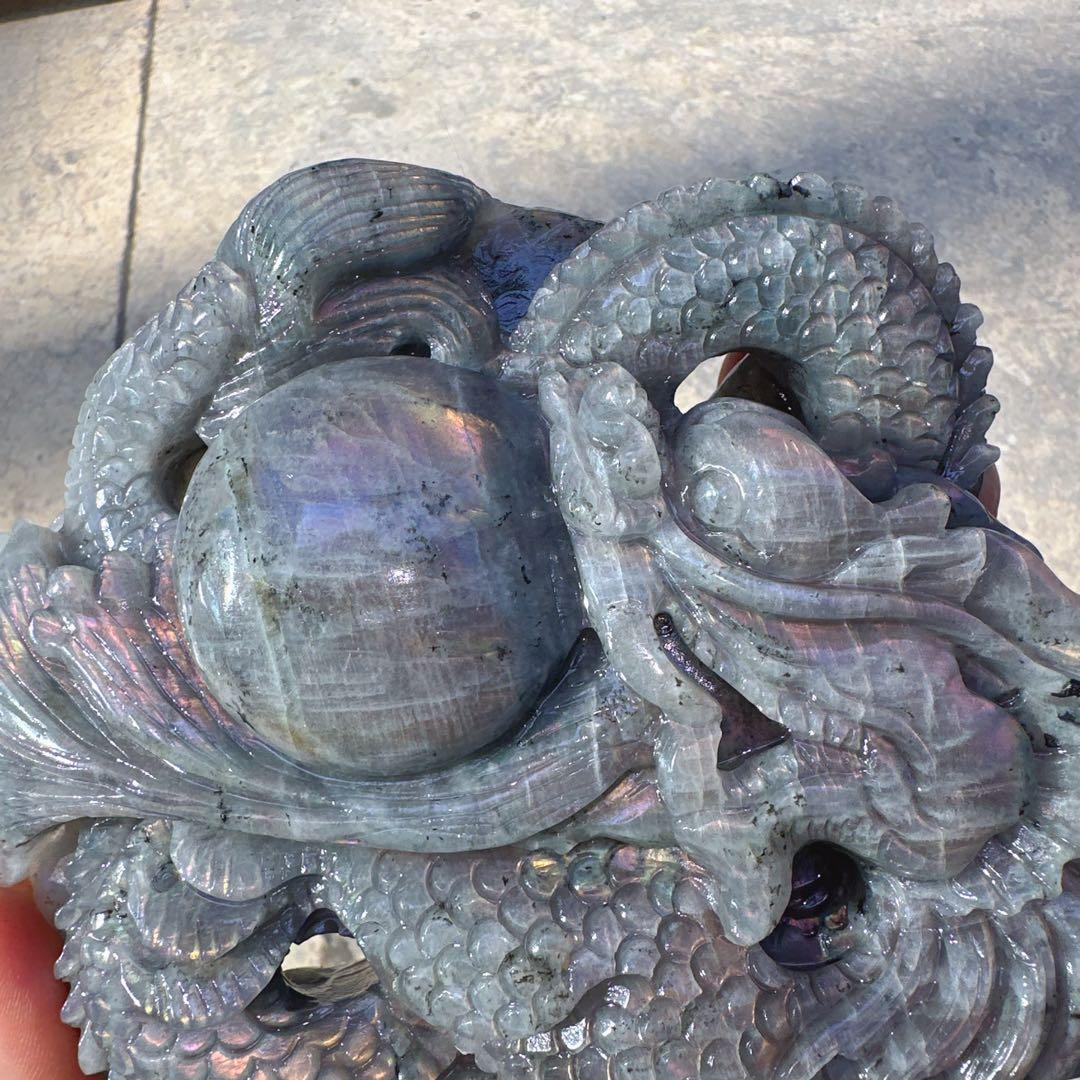 天然石ラブラドライトの龍　置物　ご購入前に在庫確認必要G.150