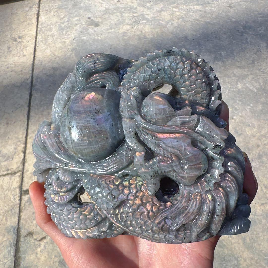 天然石ラブラドライトの龍　置物　ご購入前に在庫確認必要G.150