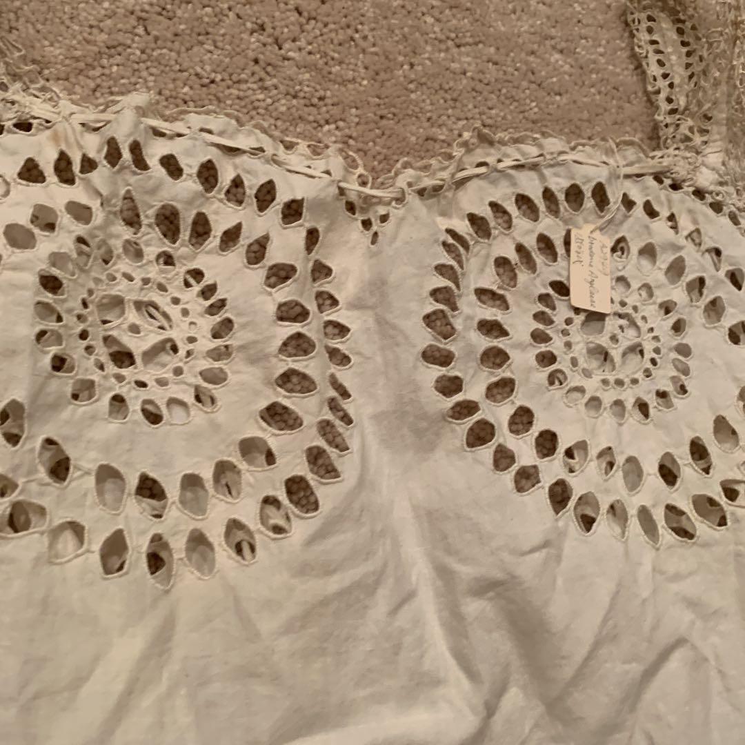 アンティークレース　エプロン　1850年代　broderie Anglaise