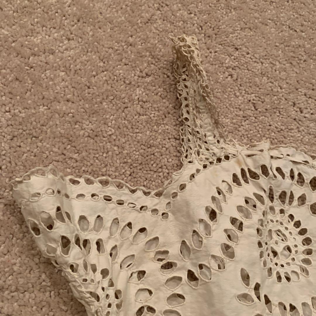 アンティークレース　エプロン　1850年代　broderie Anglaise