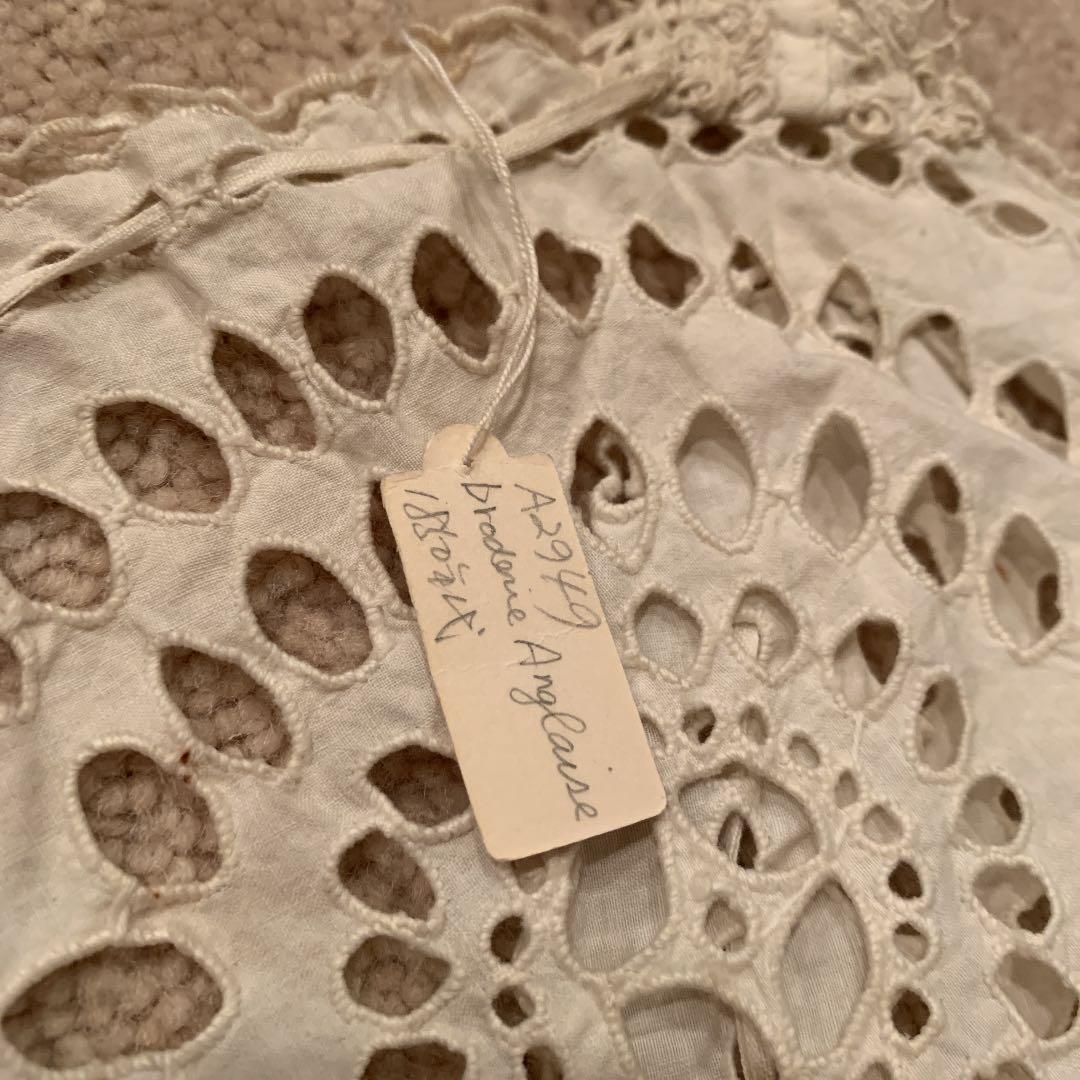 アンティークレース　エプロン　1850年代　broderie Anglaise