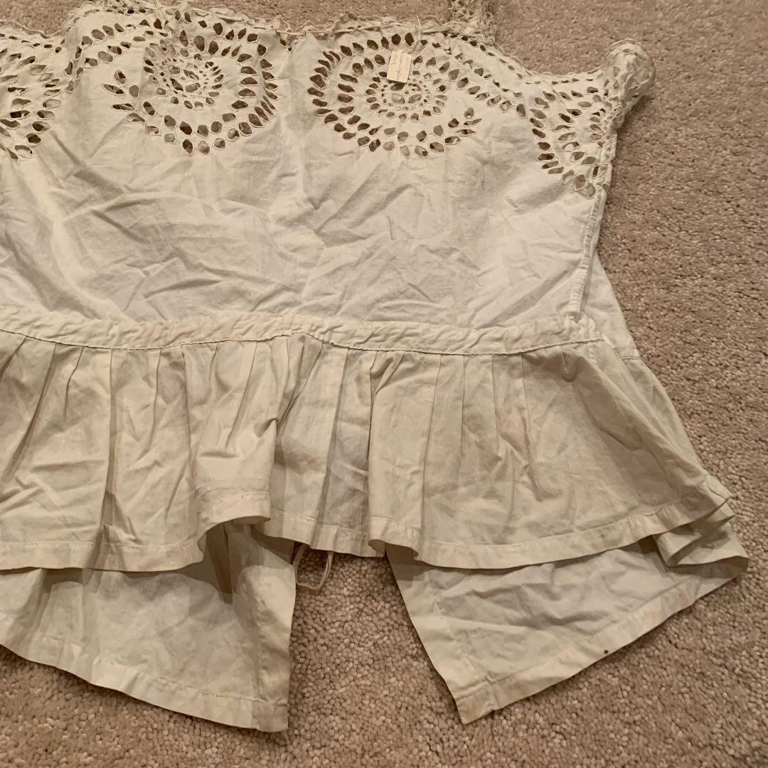 アンティークレース　エプロン　1850年代　broderie Anglaise